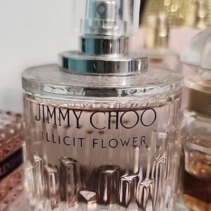 Jimmy Choo Illicit Flower Pink Glass Bottle with Silver Accents BOTTLE IS FULL